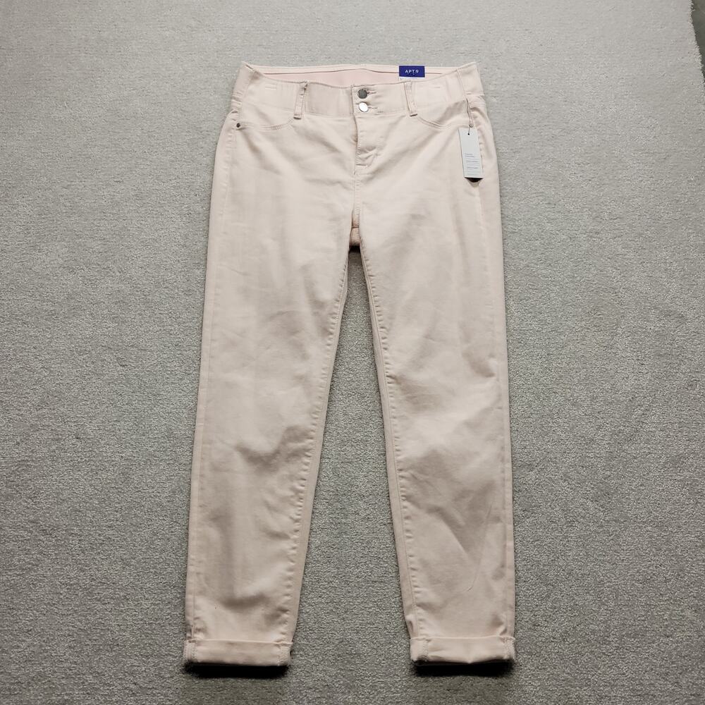 APT 9 Womens Size 12 Capri Pants Pink Trace Tummy Control Stretch